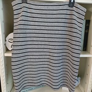 LOFT Blue and White Ribbed Pencil Skirt